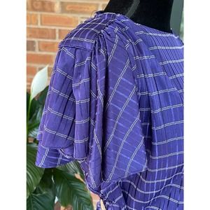 Vintage Blue Pinstripe Satin Shimmer Dress 80s